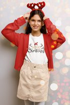 Kids (unisex) T-shirt / Kerstkleding / Christmas Familie bijpassende glitter outfits | Wit | Maat 146/152