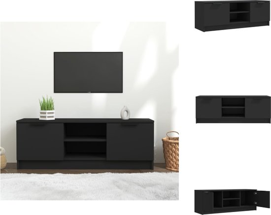 vidaXL TV-meubel - Strak en trendy - TV-kast - 102 x 35 x 36.5 cm - Zwart - Bewerkt hout - Kast