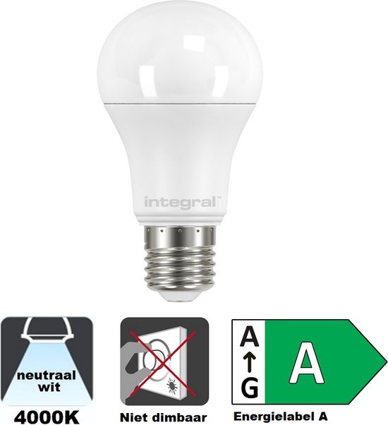 Integral LED - E27 LED lamp - watt - 4000K - lumen - Frosted cover - Niet dimbaar - Energielabel A