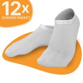 VOLQU® - SEN - 12 Paar - Premium Katoen Enkelsokken - Sneaker Sokken - Maat 39 42 - Sneakersokken Heren Dames - Sportsokken Heren - Sportsokken Dames - Wit