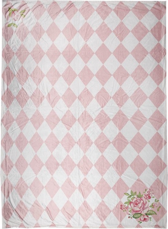 Plaid 130x170 cm Rose Wit Couverture Polyester