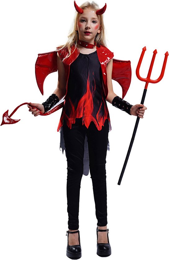 Costume de diable enfant - Costume de diable - Costume Halloween enfant - Déguisements - Costume de carnaval - Fille - 4 à 6 ans
