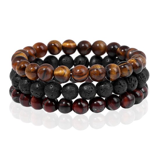Ensemble de Bracelets empilés Memphis pour hommes - Tiger 8 mm 2-21 cm