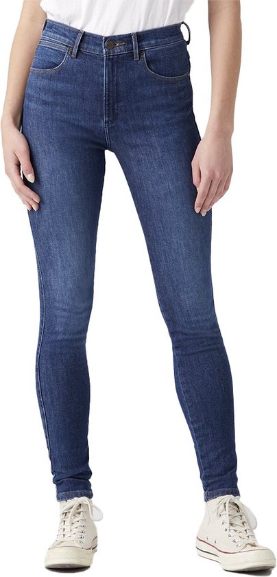 Wrangler High Rise Skinny Dames Skinny Fit Jeans Blauw - Maat W27 X L30