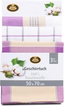 Theedoekenset, 3-delig, 100% katoen, hoge materiaaldichtheid (260 g/m²), 50 x 70 cm - lila