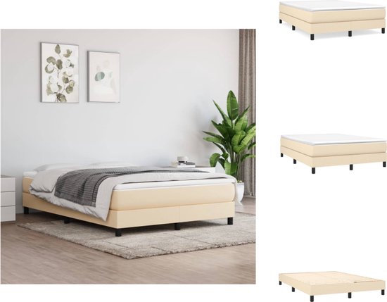 vidaXL Boxspringbed - Rustgevend - 140x200 - Kleur- Crème - Bed