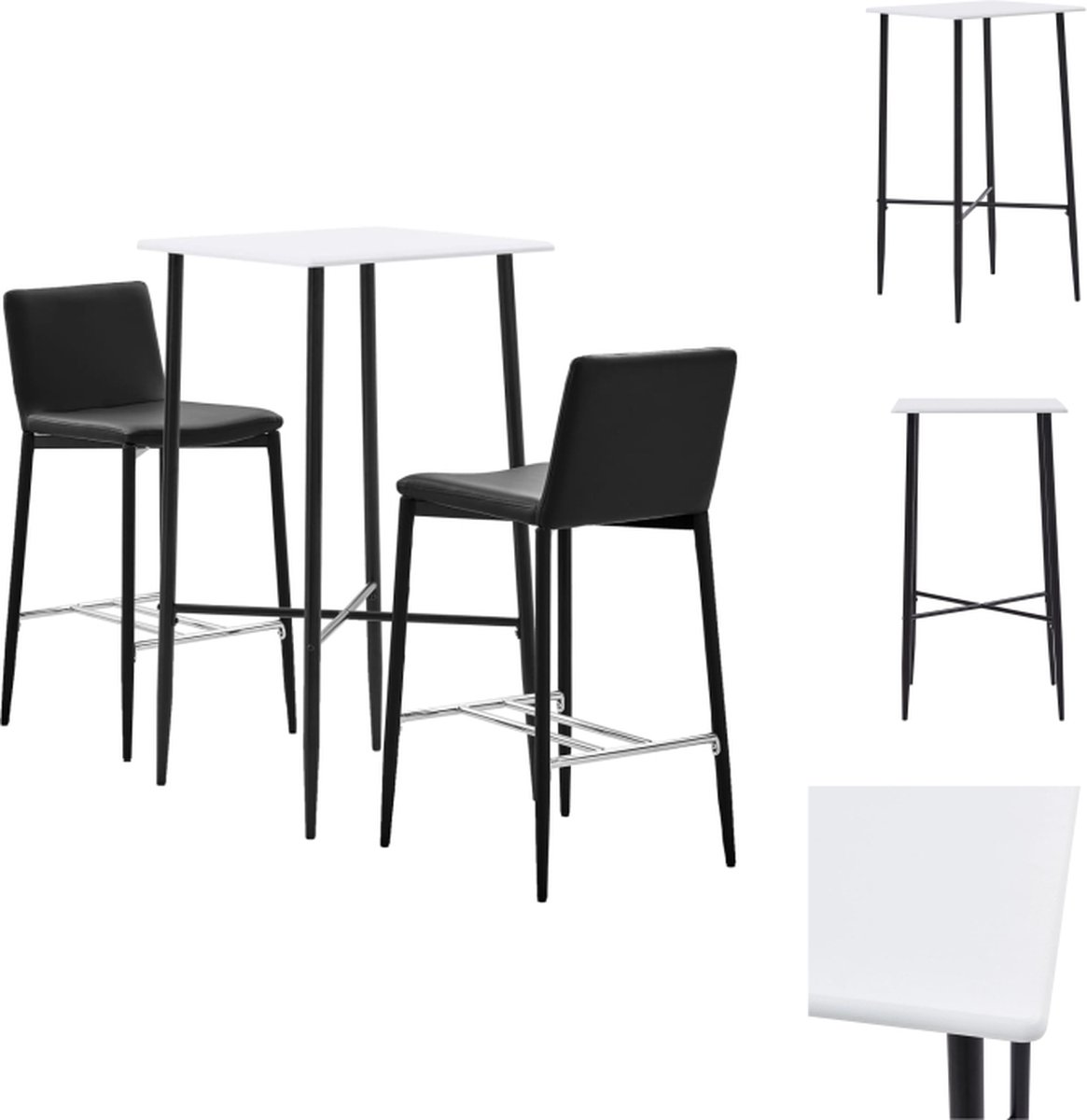 VidaXL Bartafel Lounge Wit 60 x 60 x 111 cm MDF gepoedercoat staal Gratis verzending Set tafel en stoelen