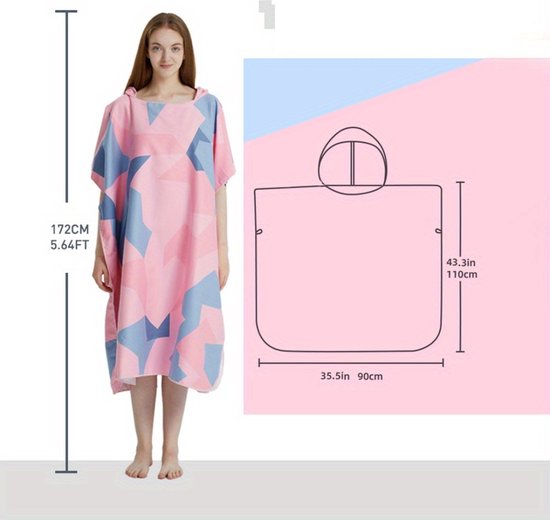 Livano Surf Poncho pour Adultes - Serviette à langer douce - Femme et homme - Blauw