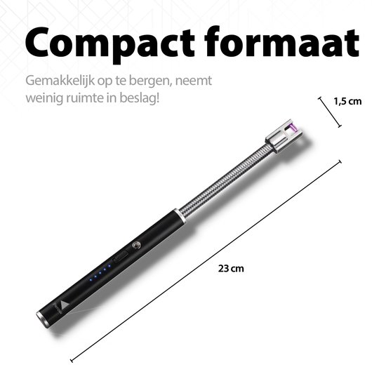 Oplaadbare Lange Elektrische Aansteker Buigbaar - Buigbare Aansteker - Duurzame Plasma Aansteker - Inclusief Cadeauverpakking - BBQ - Kaarsen - Zwart - Afbeelding 4