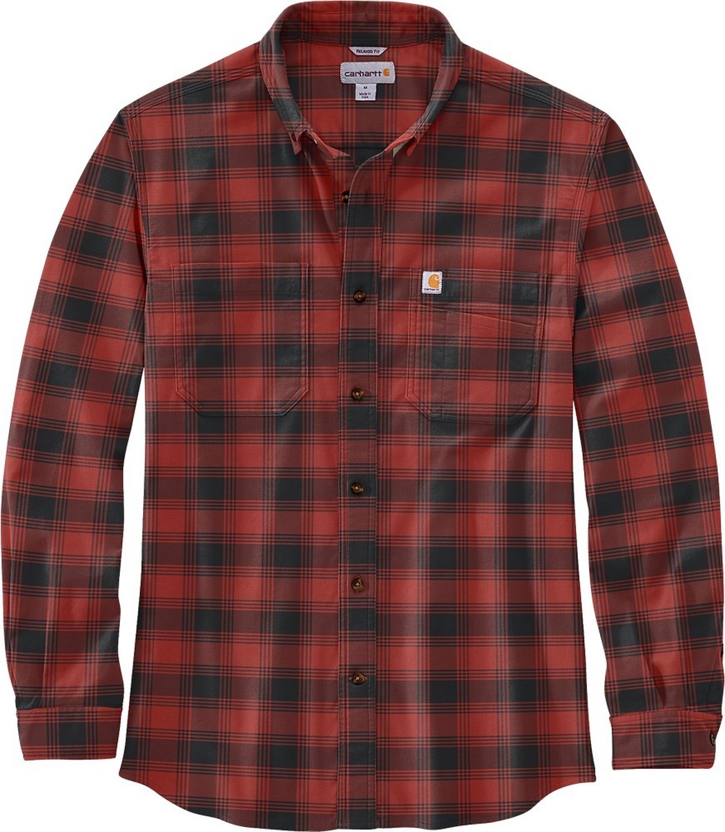 Carhartt Hemd Flannel L/S Plaid Shirt Ochre-2XL Rood