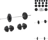 vidaXL Halter Gewichtenset - Multifunctioneel - Beton - Verschillende Gewichten - 60 kg - Halterset
