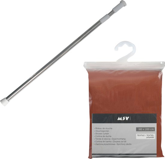 MSV Douchegordijn met ophangstang uitschuifbaar van 70 tot 120 cm