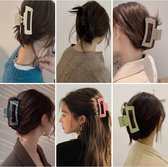 Haarklemmen voor Massief Dik Haar, Antislip Mat Rechthoekig Plastic Groot Haarspelden voor Dames en Meisjes (6 Kleuren)-A