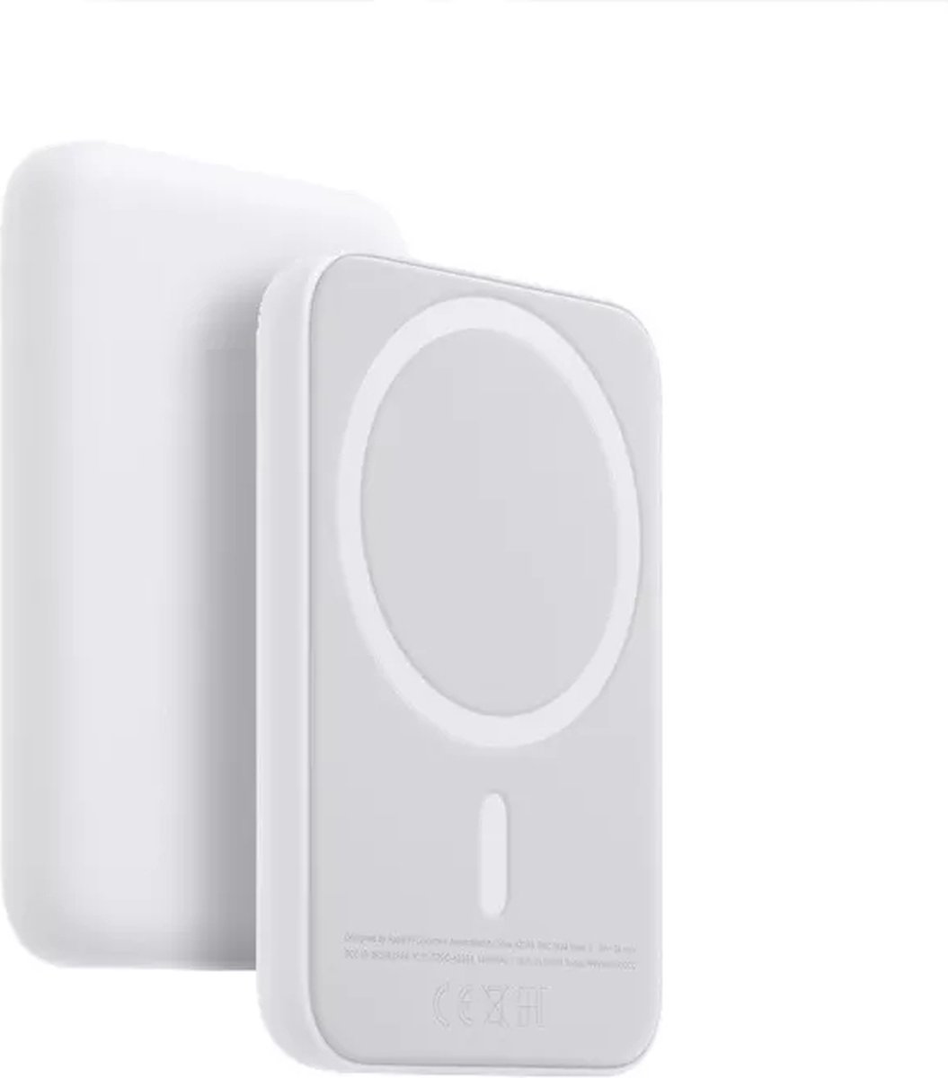 chargNgo® - Magsafe Powerbank 5.000 mAh - Wit - Geschikt Voor iPhone - Draadloze oplader - Magnetishe oplader - Perfect Cadeau voor Kerstmis -