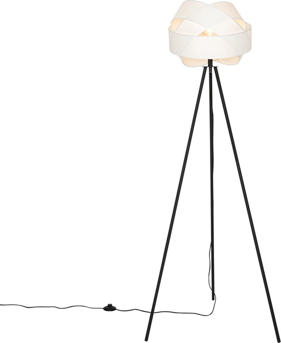 QAZQA cloth - Moderne Vloerlamp | Staande Lamp - 1 lichts - H 155 cm - Wit - Woonkamer | Slaapkamer | Keuken