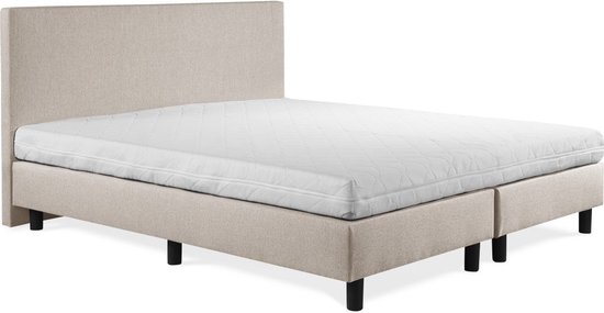 Boxspring Sofia Luxe 150x200 inc wit matras glad hoofdbord Beige