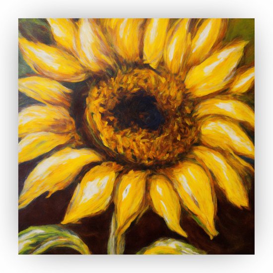 Zonnebloem schilderij - Schilderij zonnebloem - Figuratief - Kunststof schilderij - Wanddecoratie bloemen - Woonaccessoires - 40 x 40 cm 3mm
