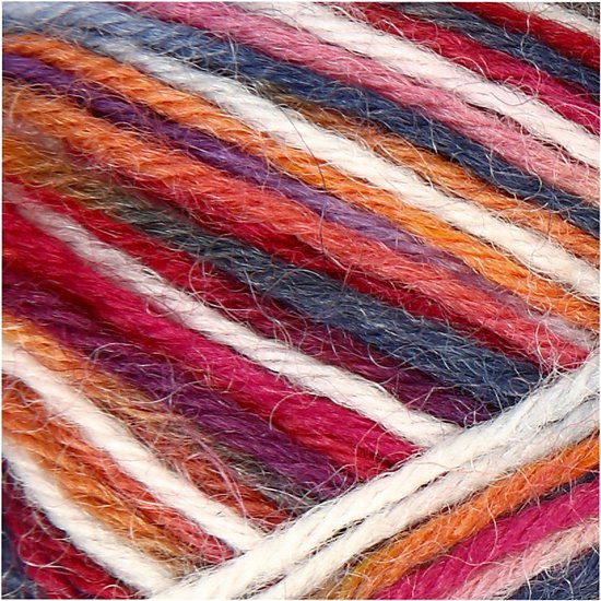 CC Creotime Sokkenwol 50gr Multigekleurd Blauw Rood