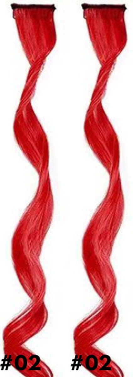 2 x Clip in Hairextension 45cm - ROOD - #02 - nephaar - Hair extension | haar extensie- carnaval haar - gekleurde extensions - extensions met clip