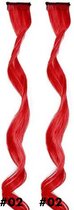 2 x Clip in Hairextension 45cm - ROOD - #02 - nephaar - Hair extension | haar extensie- carnaval haar - gekleurde extensions - extensions met clip
