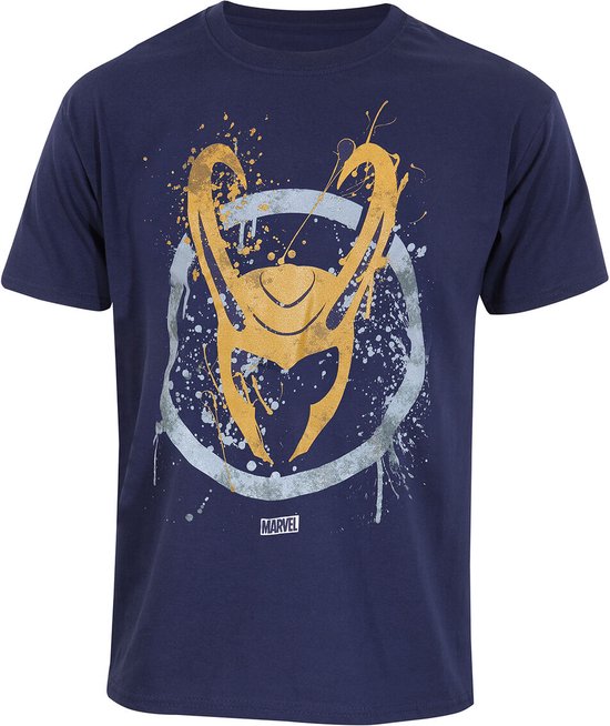 T-Shirt met Korte Mouwen Marvel Splatter Logo Blauw Uniseks - S