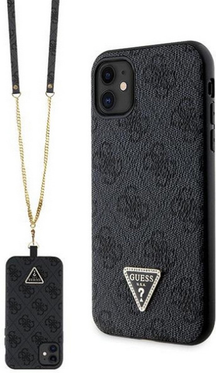 Guess 4G Triangle Crossbody Back Case - Geschikt voor Apple iPhone 11/XR (6.1") - Zwart