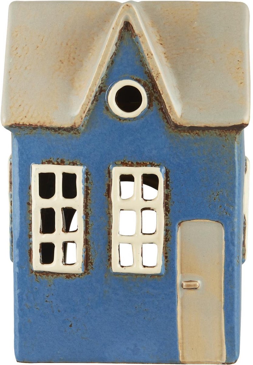 Ib Laursen - Keramieken Huisje Nyhavn - Blauw - waxinelichthouder - 27638-13