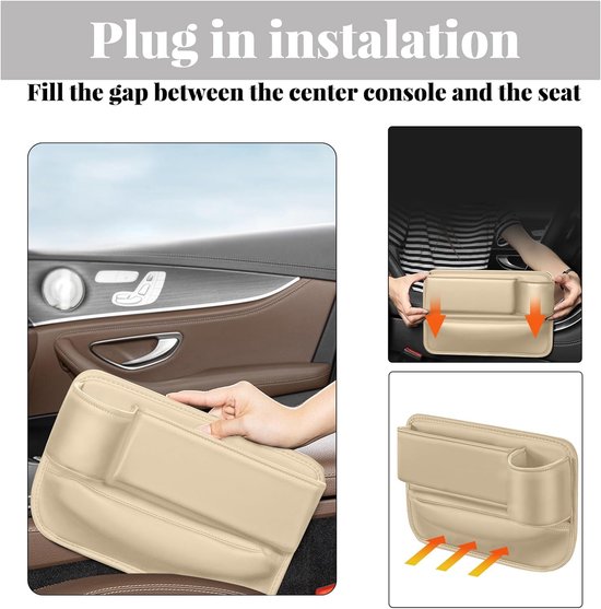 Drankhouder voor in de auto, bekerhouder, PU-leer, bekerhouder, auto-organizer