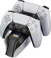 Equivera Geschikt voor Playstation 5 Oplaadstation - Voor 2 controllers - Snellader - Met LED indicatoren - Oplader Controller PS5 - Geschikt voor PS5 Accessoires - Controller PS5 - Geschikt voor Playstation 5 - Oplaadstation PS5 - Zwart