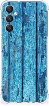 Shockproof Case Geschikt voor Samsung Galaxy A05s Telefoonhoesje met doorzichtige rand Wood Blue