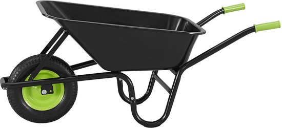 Kruiwagen 100 Liter - Luchtbanden - Zwart - Max. 210 KG - Incl. Handschoenen