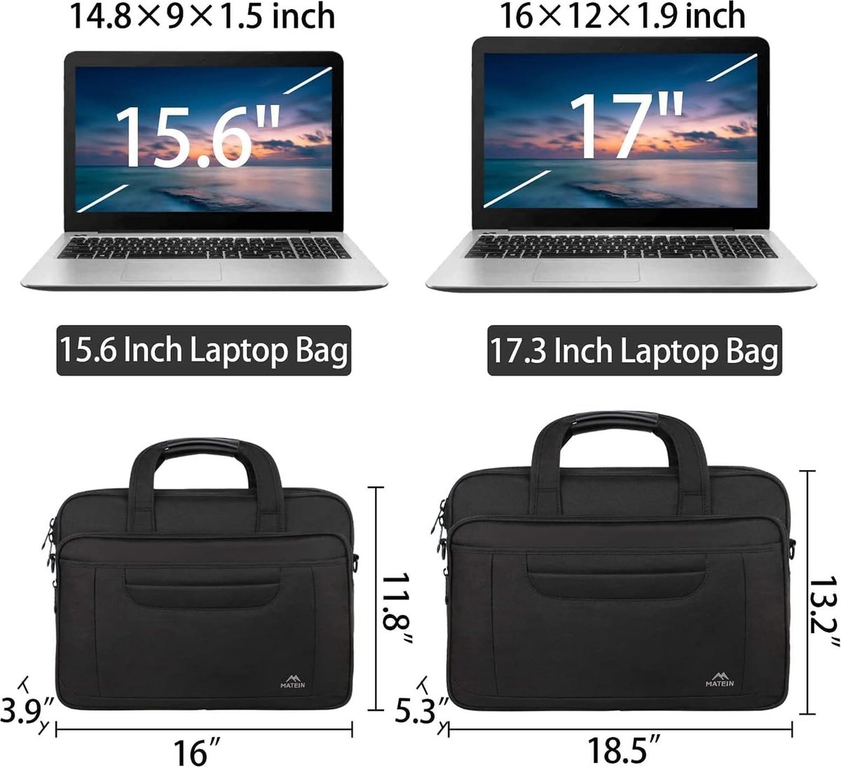 MATEIN handtas dames groot, laptoptas 17,3 inch werktas