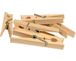 Wasknijpers bamboe hout - 24x stuks - basic size van 7 cm - was ophangen