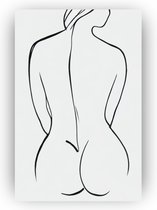 Rug vrouw lijntekening 40x60 cm - Poster vrouw - Poster billen - Poster vrouwen naakt - Poster sexy - Lijntekeningen woonkamer