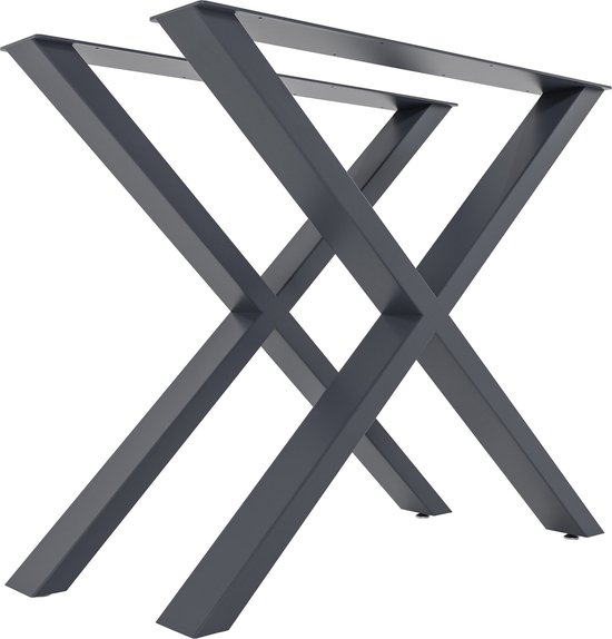 CLP Swift Set van 2 tafelpoten - Metalen vierkante profielen - Hoogte 72 cm - grijs M