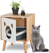 Bac à chat Relaxdays avec porte - maison pour chat d'intérieur - bac à litière pour chat transformable - sur pieds