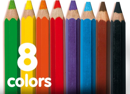 SES - My First - Kleurpotloden XL - korte en dikke potloden - 8 verschillende kleuren - ergonomische grip - SES