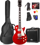 Bol.com Max Gigkit LP Elektrische gitaar - complete set met 40 Watt versterker en accessoires - Donker rood aanbieding