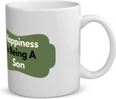 Akyol - happiness is being a son koffiemok - theemok - Zoon - de liefste zoon - verjaardag - cadeautje voor zoon - zoon artikelen - kado - geschenk - 350 ML inhoud