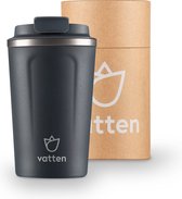 Vatten® Premium RVS Koffiebeker To Go - Donkergrijs - 380ml - Thermosbeker - Theebeker - moederdag cadeautje