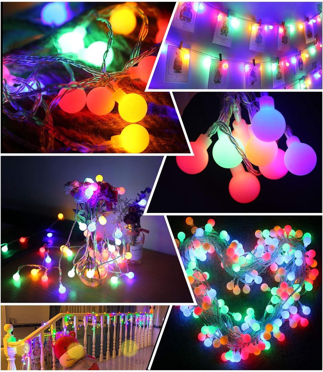 LED Lichtsnoer 10M - 100 LED's - Kleur - Binnen EN Buiten - Multicolor - IP44 - Op Netstroom