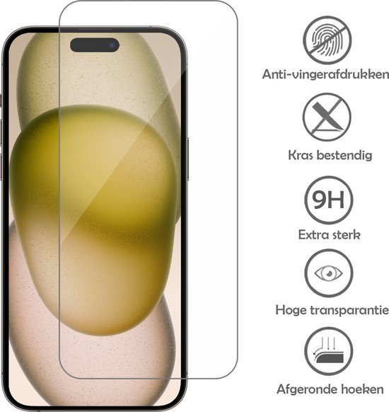 Protecteur d'écran pour iPhone 15 Pro, anti-traces de doigts, résistant aux rayures, 9H, haute transparence.