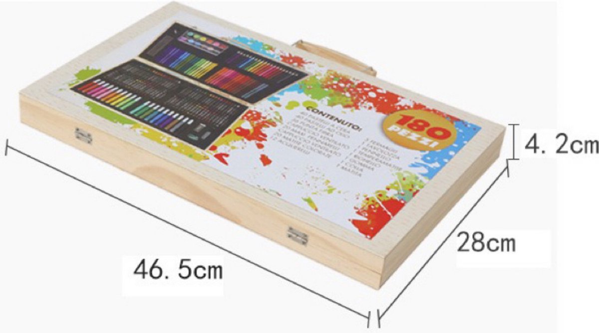 Buxibo Luxe 180-Delige Teken- en Verf Set - Tekendoos met Kleurpotloden, Waskrijt en Acrylverf - Tekenset Compleet voor Kinderen en Volwassenen — afbeelding 12