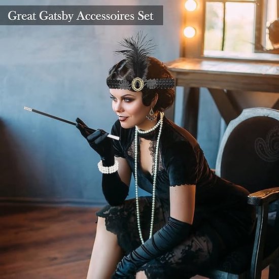 Femmes 1920's Great Gatsby Accessoires Kit Fancy Dress Costume Flapper  Coiffe