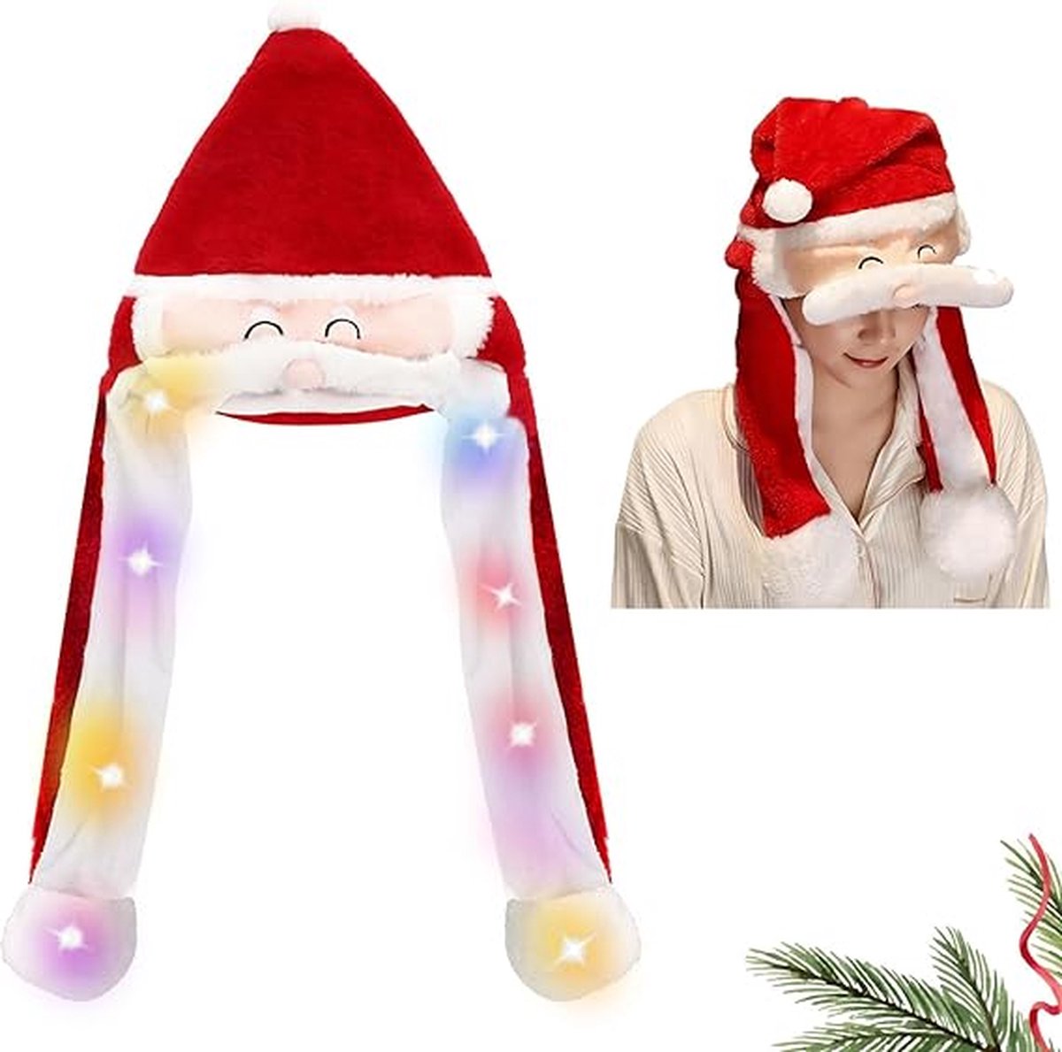 Chapeau De Père Noël Adulte - Pompon Peluche Rouge - Bonnet De Noël Unisexe Chaud Et Festif