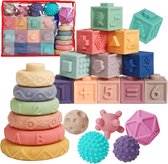 Montessori-speelgoed, 23 stuks, zachte stapelblokken voor baby's van 6 tot 12 maanden, Montessori-speelgoed van 1, 2, 3 jaar, oude bouwstenen, 6 maanden en hoger