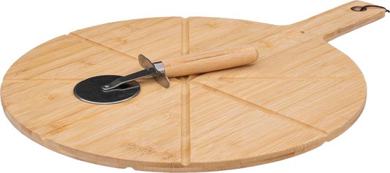 Foto: 5five pizza snijplank met pizzames hout 37cm