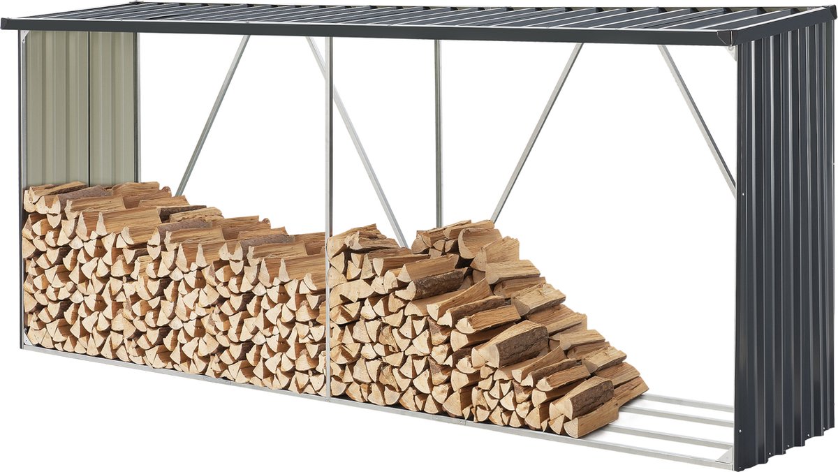 Stalen brandhout rek Kalmar houtopslag 352x80x152 cm antraciet