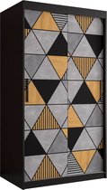 Zweefdeurkast Kledingkast met 2 schuifdeuren Garderobekast slaapkamerkast Kledingstang met planken (LxHxP): 100x200x60 cm - Gara I (Zwart, 100) met lades