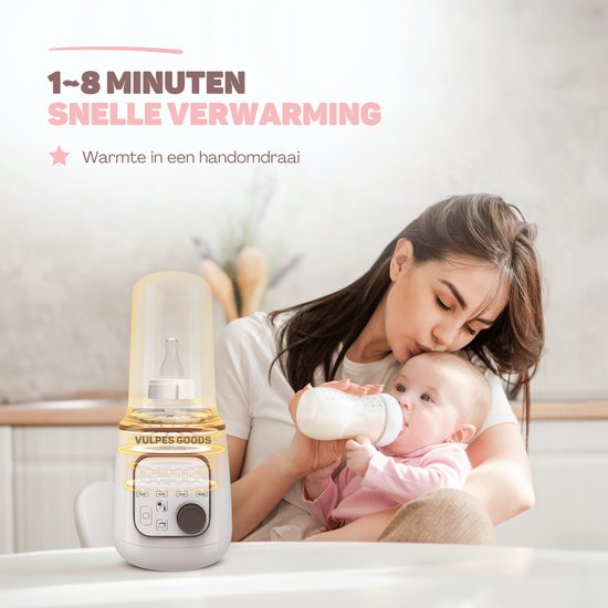 Vulpes Goods® BabyCare - Flessenwarmer PRO 10in1 - Flesverwarmer - Flessenverwarmer - Verwarming van vloeistoffen en eten - Snel opwarmen - Opwarmen, warmhouden, ontdooien en steriliseren - BPA vrij - Thermostaat - Incl. Schoonmaakset van Vulpes Goods® — afbeelding 2